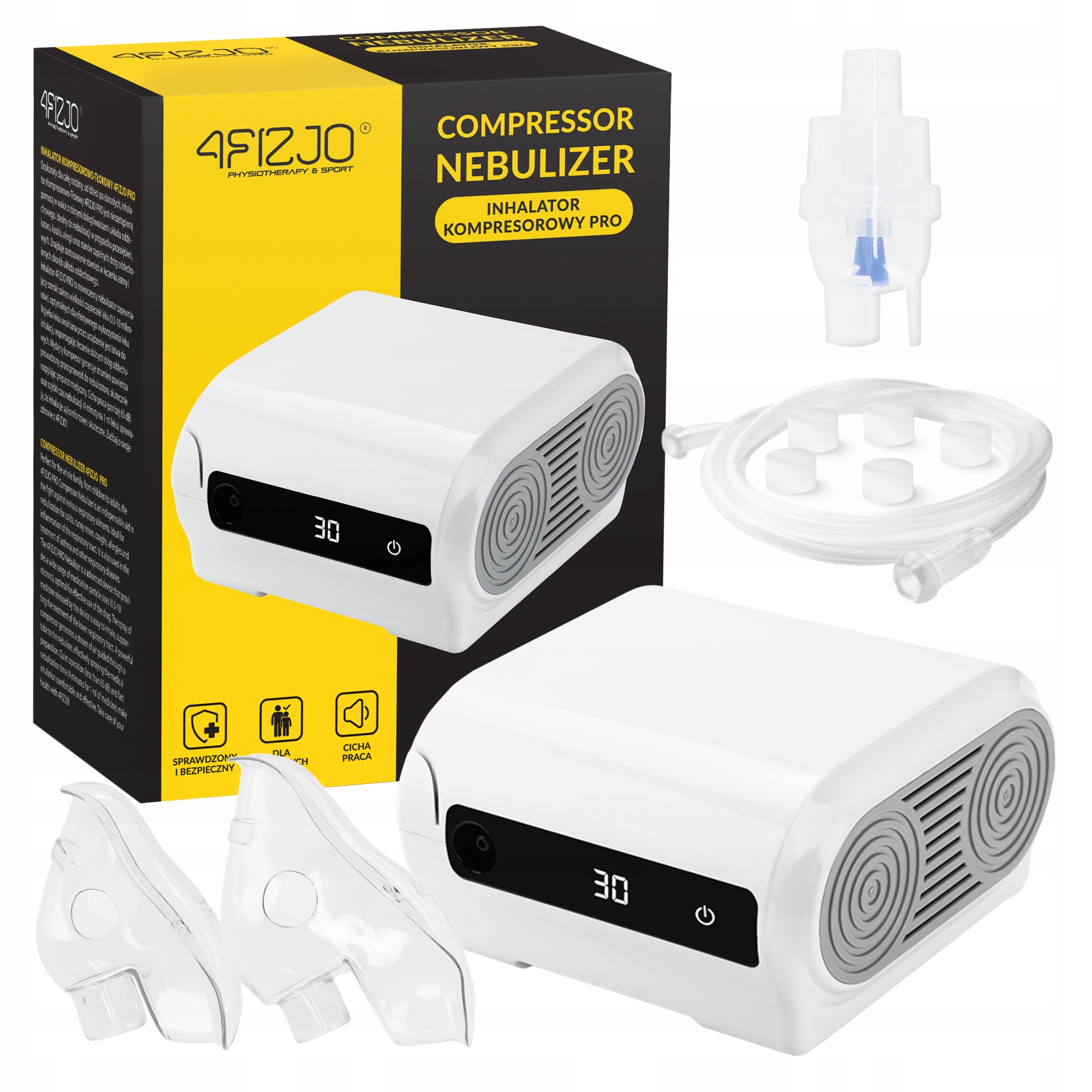 INHALATOR NEBULIZATOR TŁOKOWY KOMPRESOWY PRZENOŚNY CICHY DO INHALACJI PRO