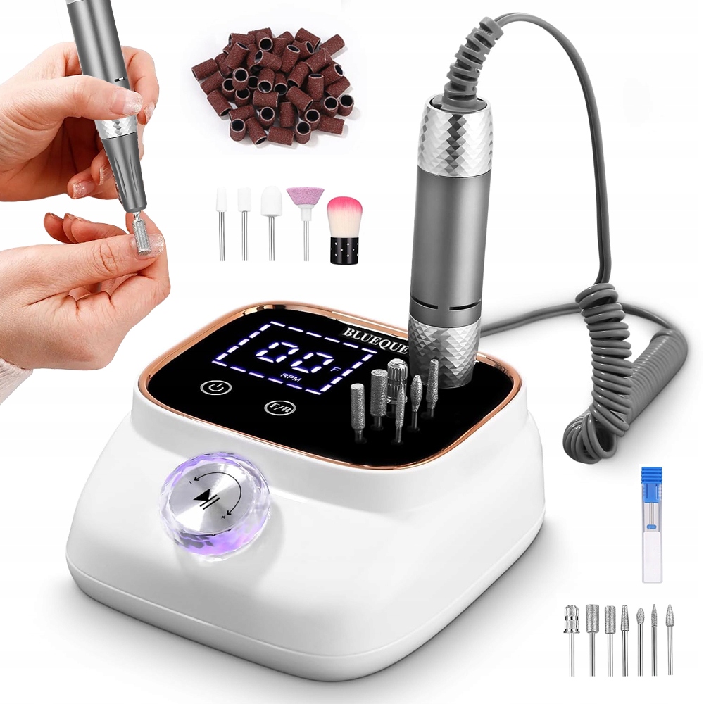 Bruska Na Nehty Manikúra Pedikúra Hybridní 50W Silná Fréza A Organizér