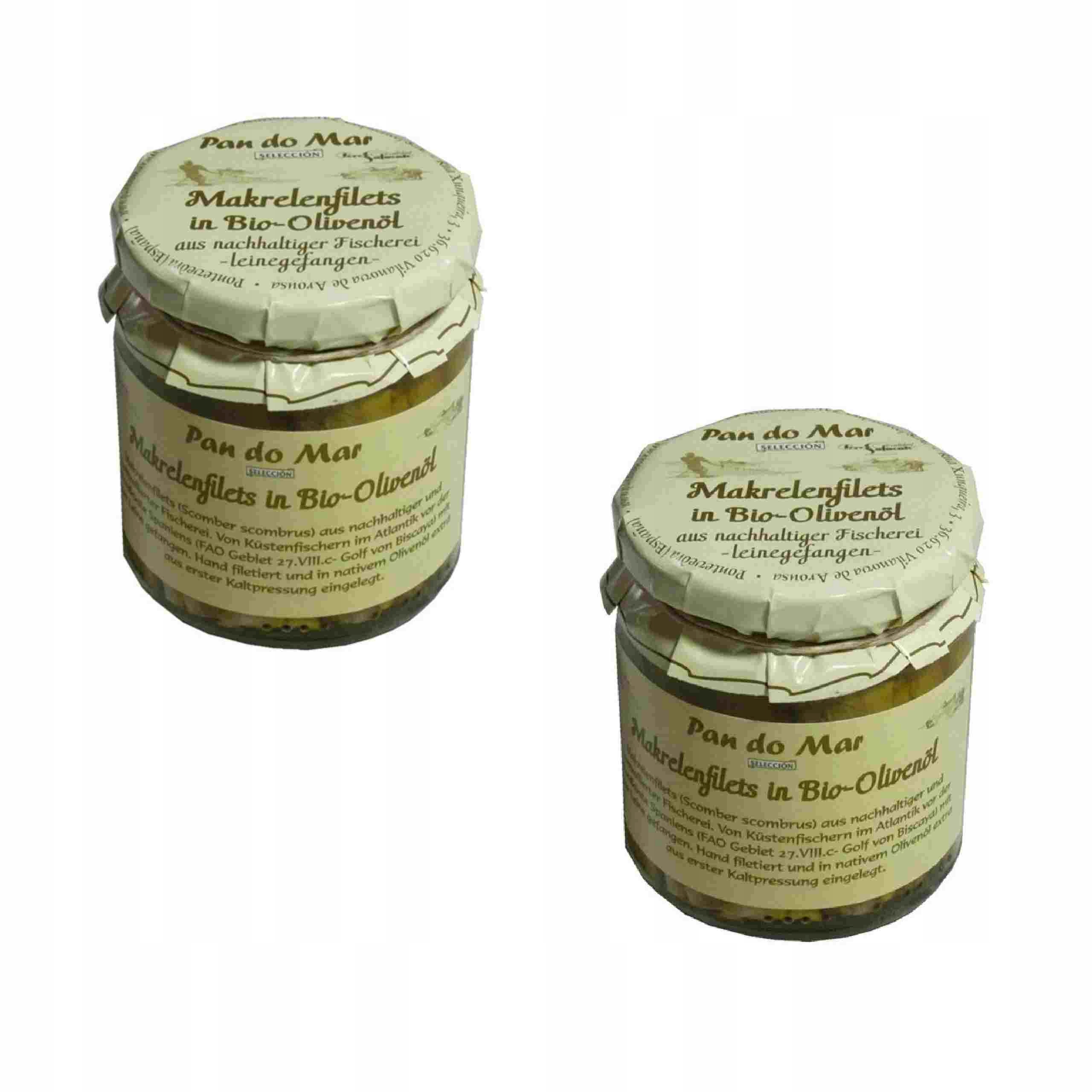 2x Makrela Filety W Bio Oliwie Z Oliwek Extra Virgin 220 g (154 g) (słoik)