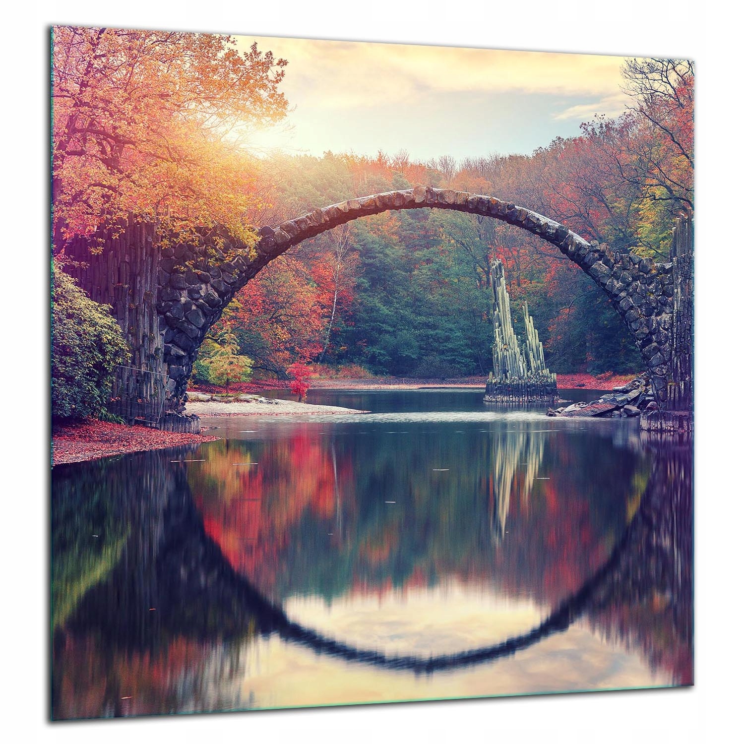Skleněná Ochranná Deska Panel Lepidlo 60x65 Krajina