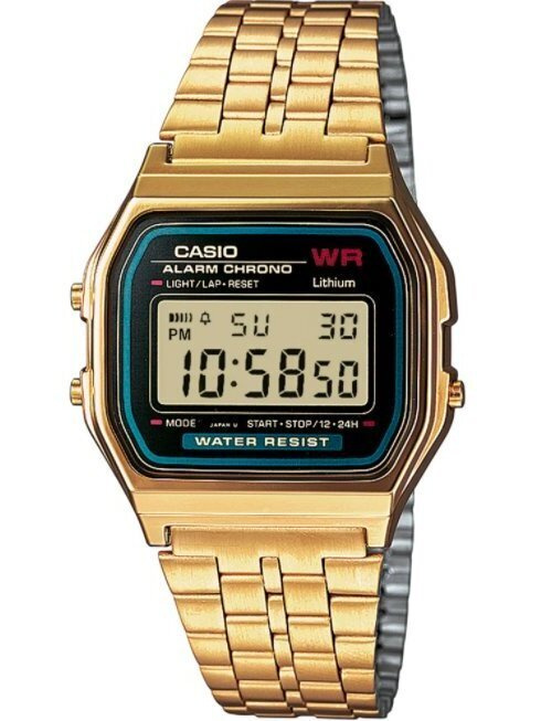 Pánské Hodinky Casio A159WGEA-1EF Zlatý Stopkový Pásek Krabička Na Den Chlapců