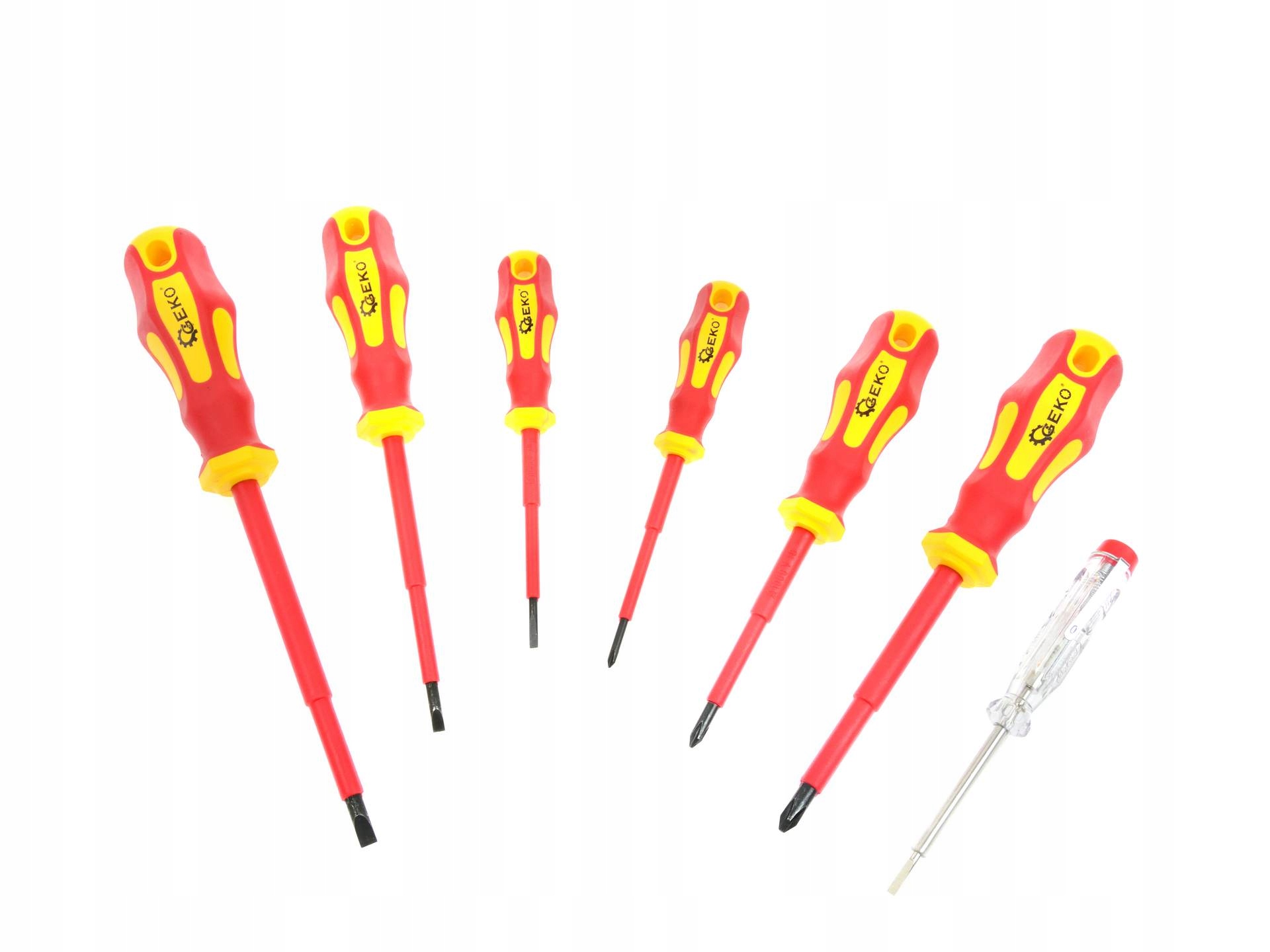 Wkrętaki Śrubokręty izolowane 1000V 7szt +próbnik Marka Geko