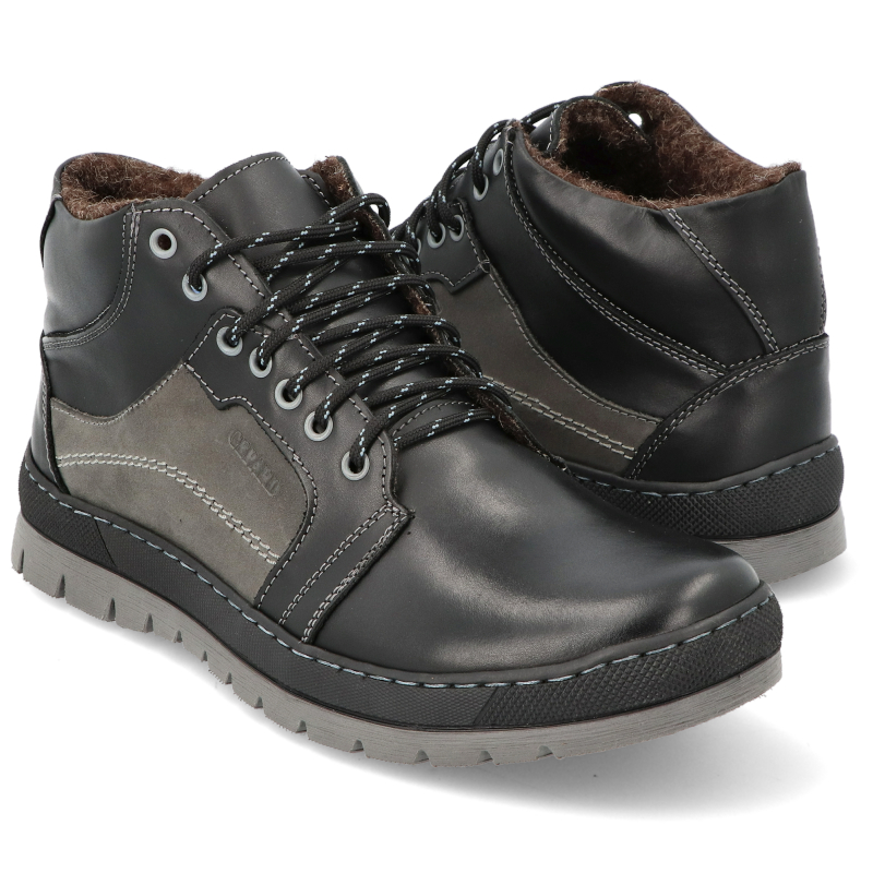 TRZEWIKI PÓŁBUTY ZIMOWE POLSKIE OCIEPLANE SKÓRA 171 CZARNE R 44 Kod producenta 171 CZS