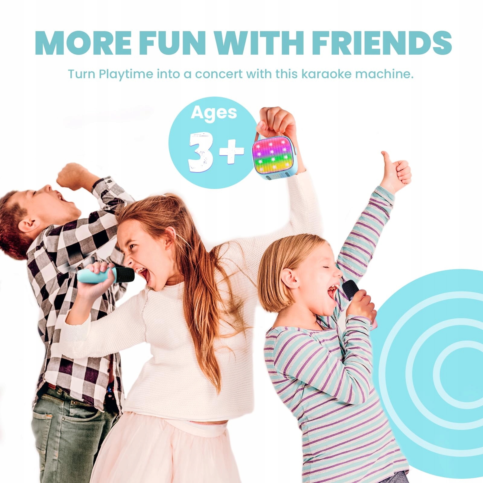 WOWSTAR Przenośna Maszyna Karaoke Bluetooth z Mikrofonami i LED Niebieska — miniatura 8