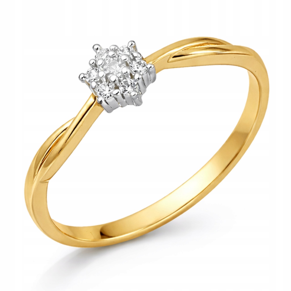 Zlatý Prstýnek 585 s Bílou Zirkonií Květ Gravírování Bonus r18