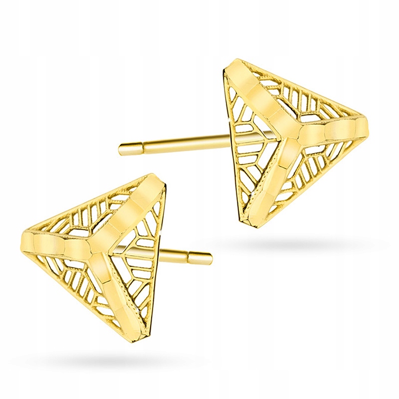 Výjimečné Zlaté Náušnice pr. 585 Trojúhelníky 14k
