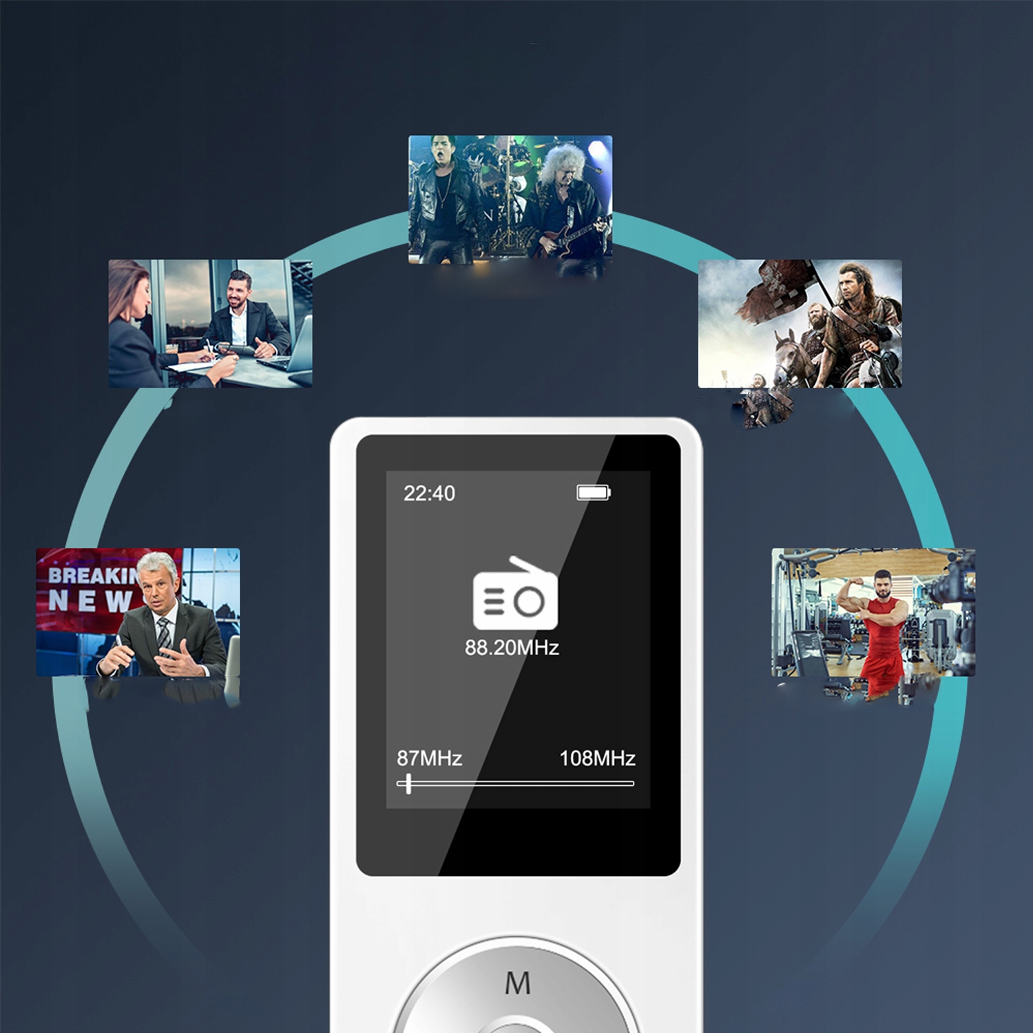 ODTWARZACZ HIFI BLUETOOTH 16GB RADIO SPORT AUDIOBOK MP3 MP4+SŁUCHAWKI Kolor biały