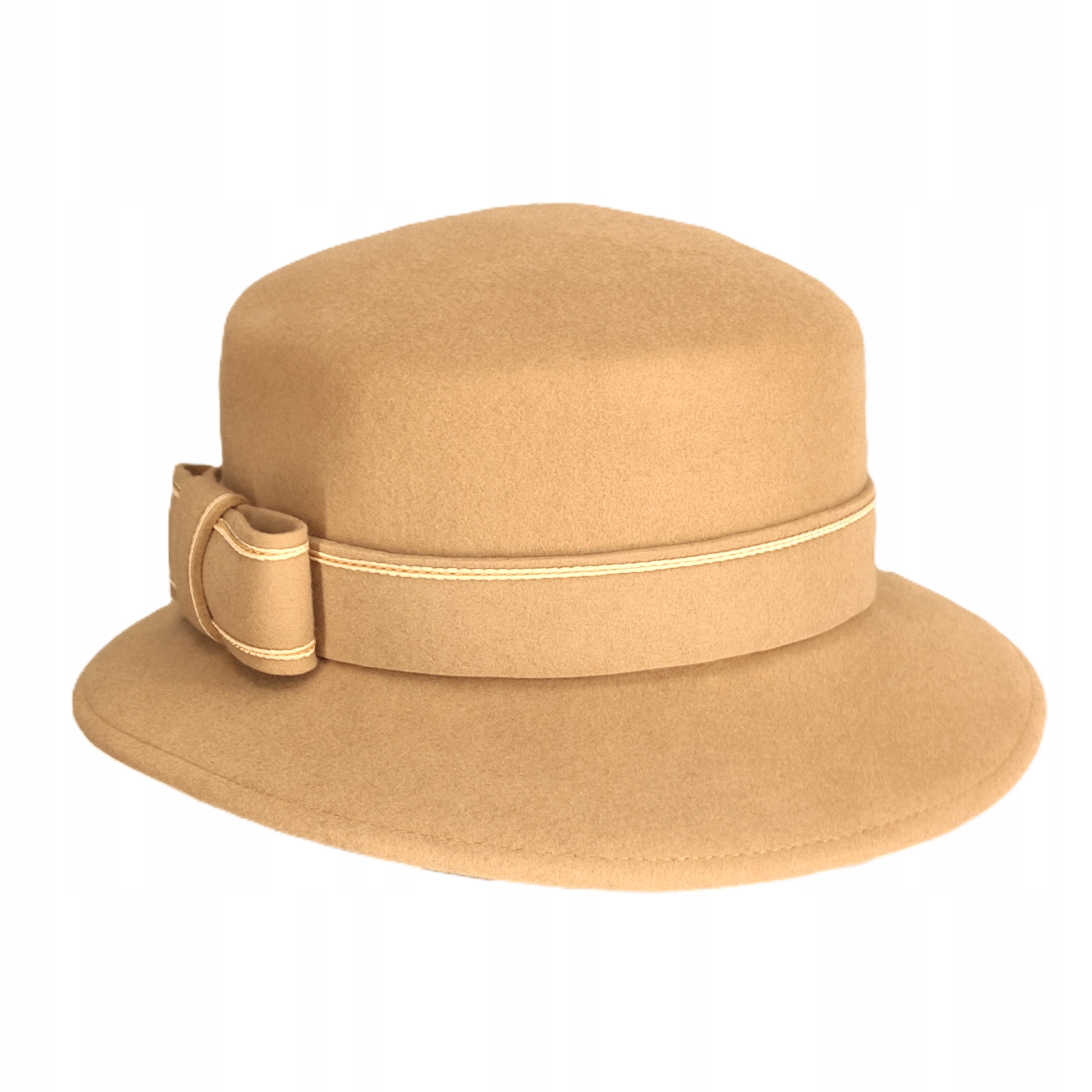 Dámský vlněný plstěný klobouk elegantní Béžový plst 55/56 cm SOP3a Polský