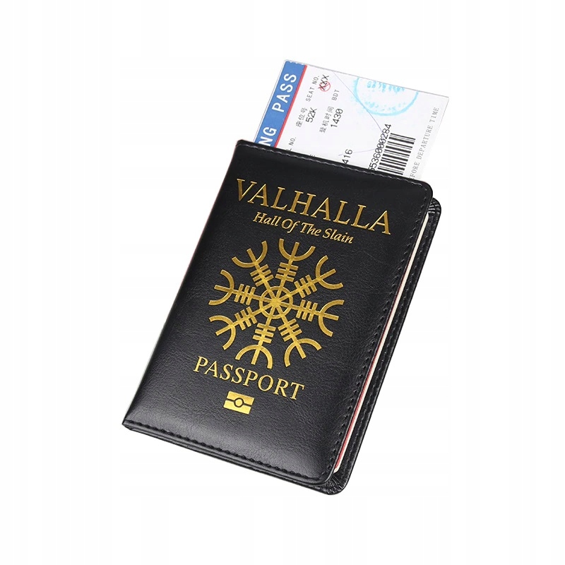 OKŁADKA CZARNE ETUI NA PASZPORT DOKUMENTY VALHALLA HELM OF AWE Marka inna