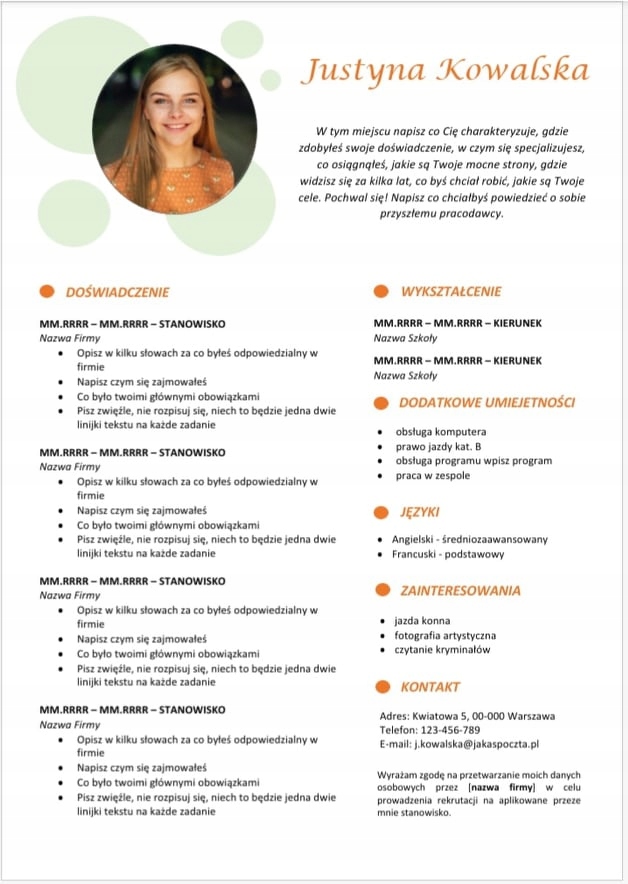 Edytowalny Szablon CV w MS Word 2/22/CV