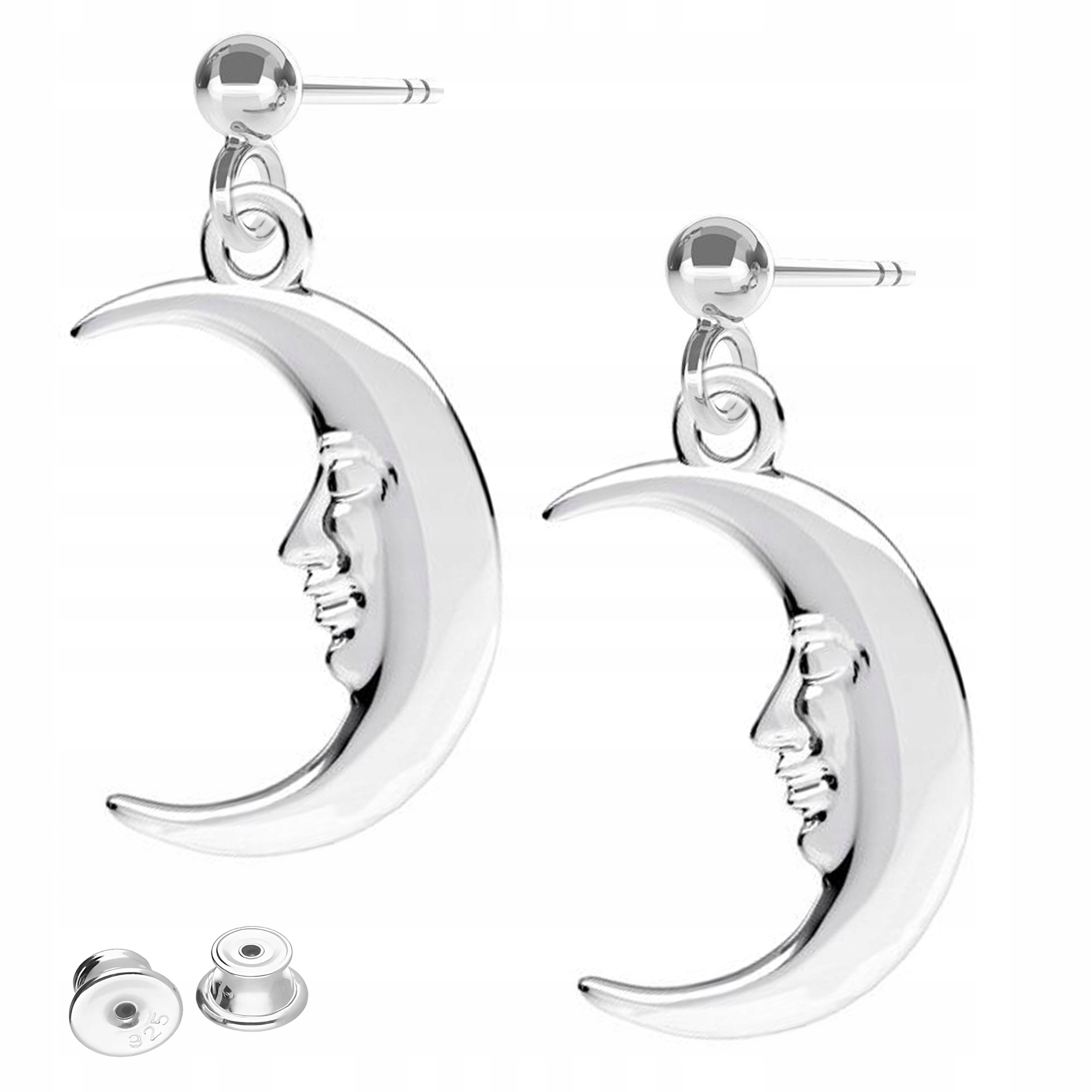 Stříbrné Náušnice Měsíční noc Půlměsíc s tváří Měsíce Stříbro 925