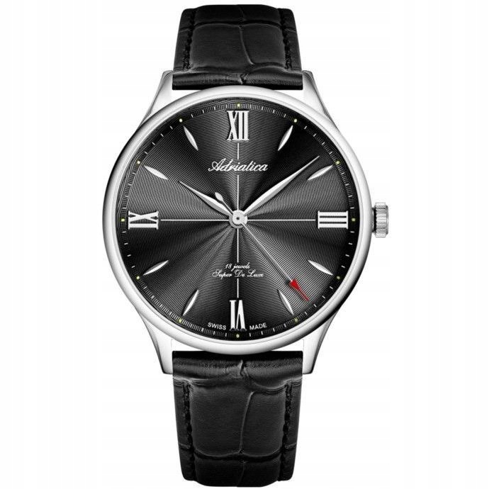 Adriatica de Luxe pánské hodinky mechanické retro černo-stříbrné