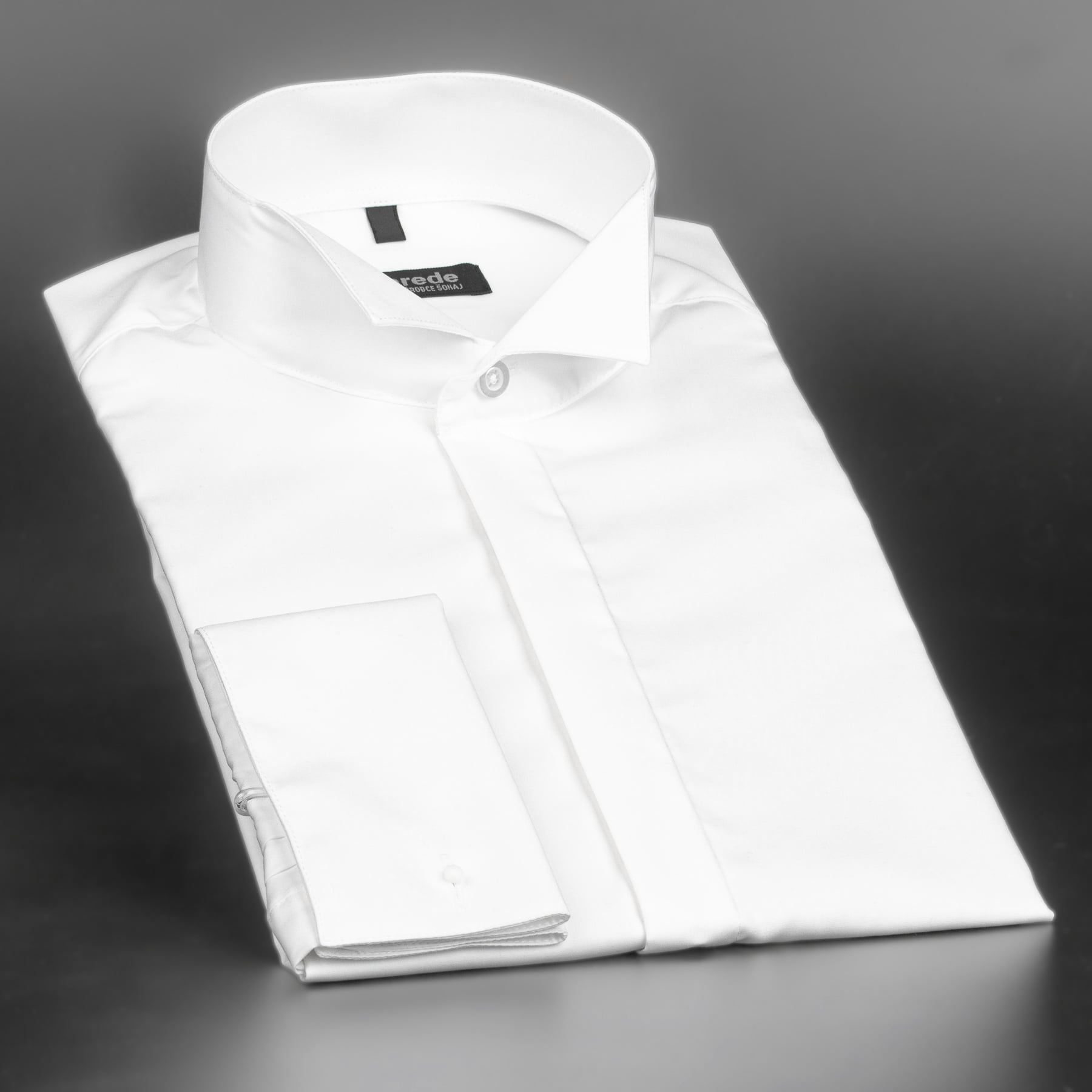 Fraková pánská košile na manžetové knoflíčky Anrede Šohaj Strážnice, bílá…