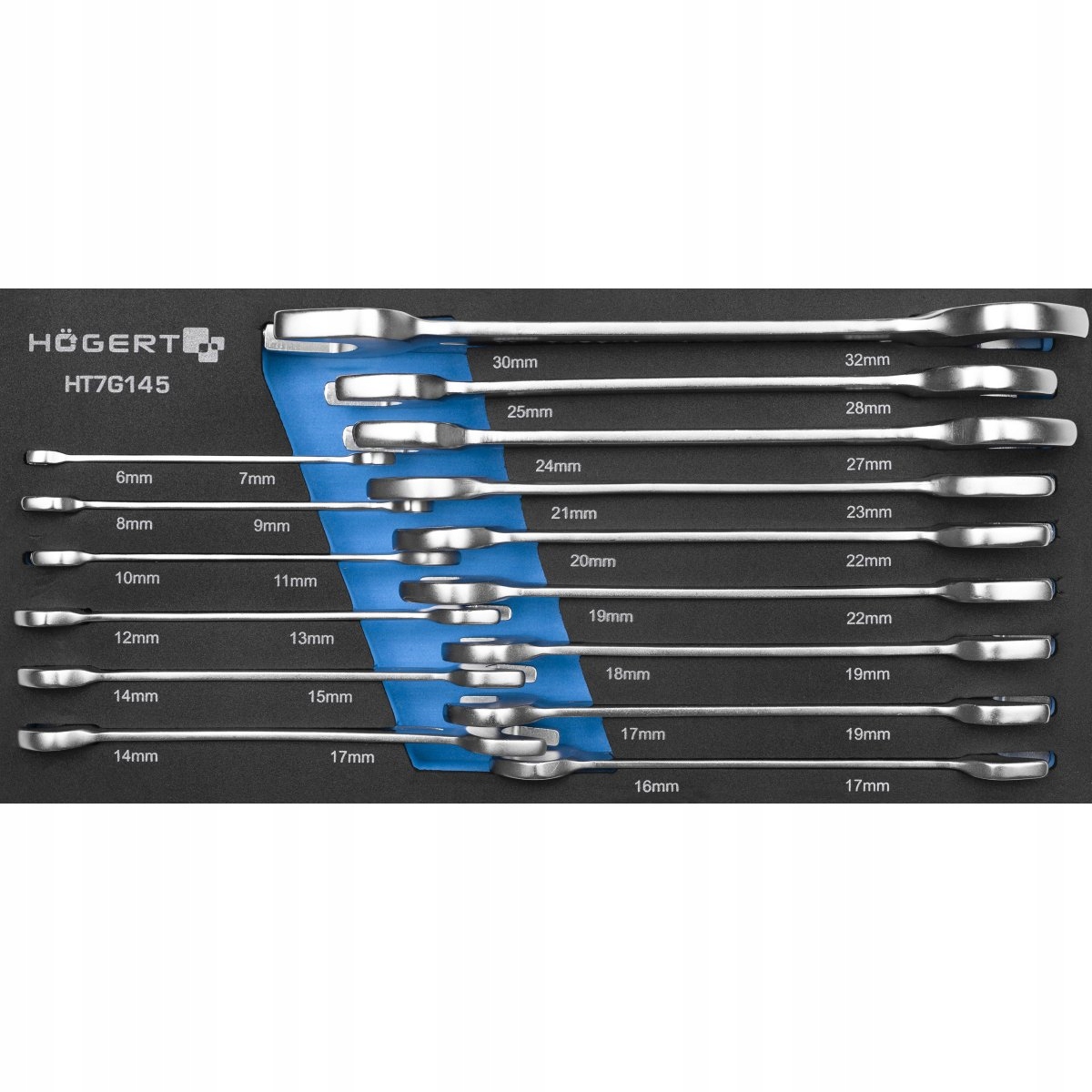 HOGERT HT7G145 wkład szafki narzędziowej klucze płaskie 15 szt. 6-32 mm