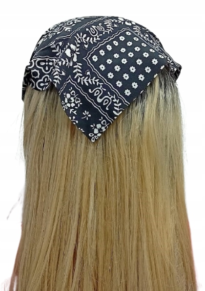 OPASKA LETNIA NA GŁOWĘ CZARNA NA GUMCE CHUSTKA NA LATO Wzór dominujący inny wzór