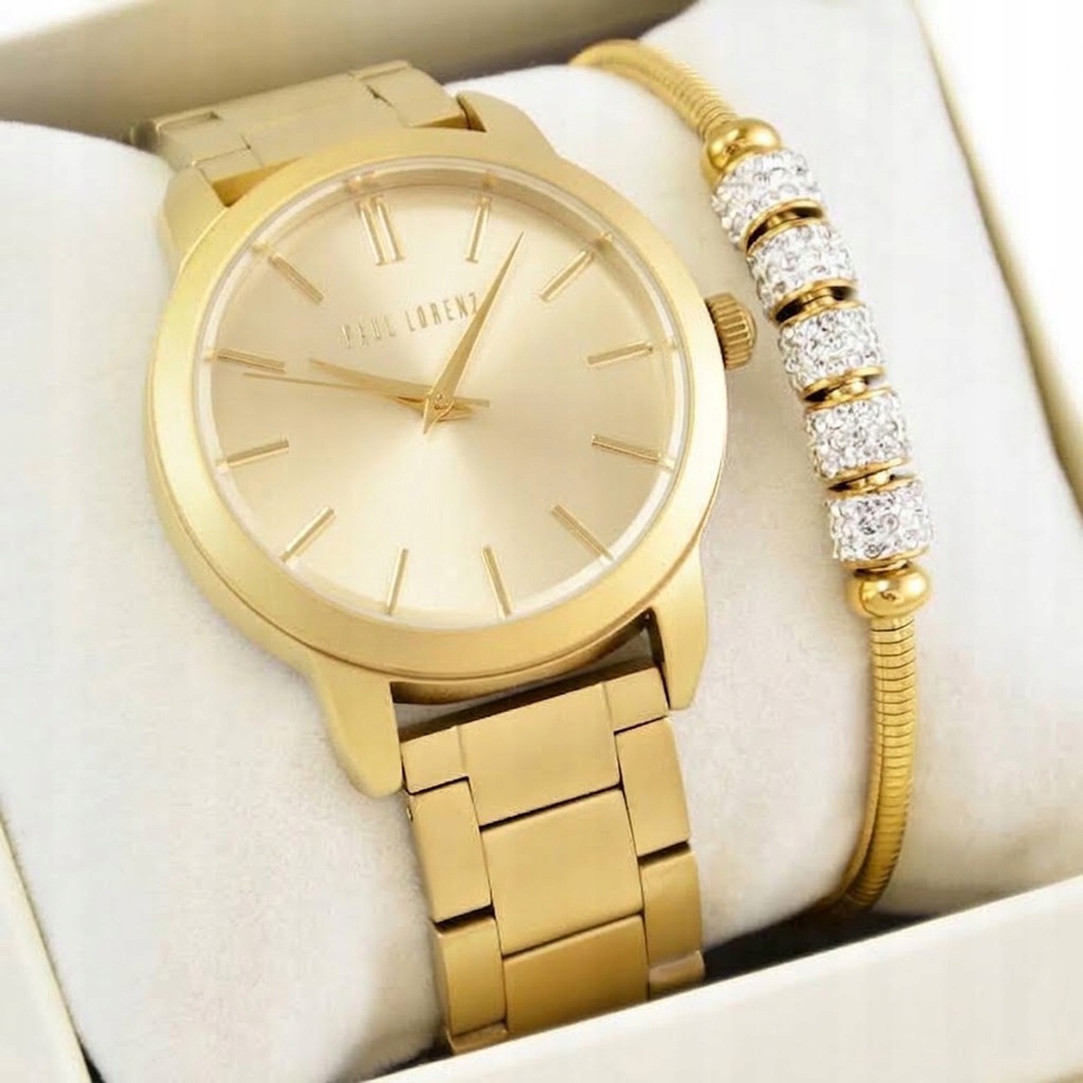 Hodinky Paul Lorens Gianna Zlatý saténový Elegantní Dámský Set