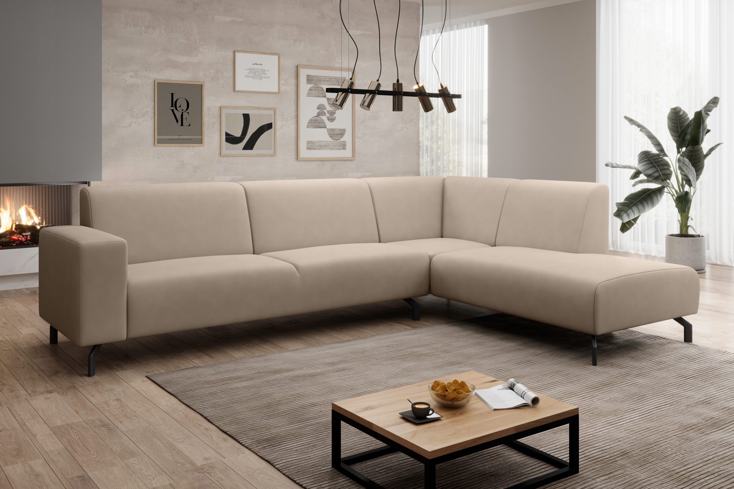 Mars rohová sedací souprava na nožkách, opěradlo, stylový design