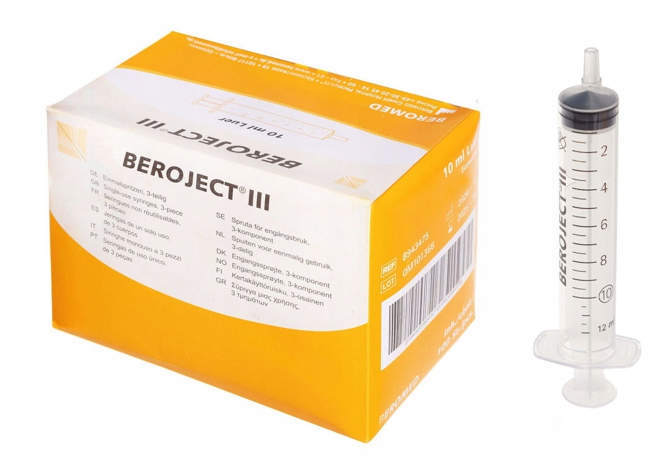 Strzykawki 3 częściowe BEROJECT Luer a'100 10ml
