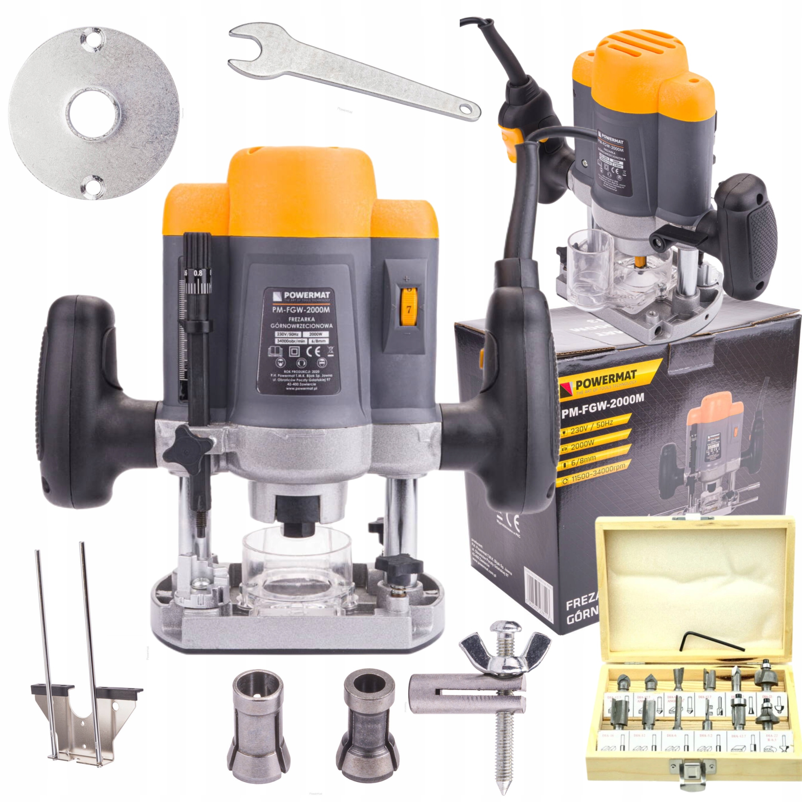 FREZARKA GÓRNOWRZECIONOWA KRAWĘDZIOWA WYCINARKA 2000W 6/8mm +12 FREZÓW