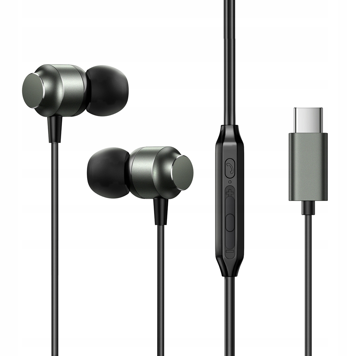 SŁUCHAWKI PRZEWODOWE DOUSZNE Z PILOTEM USB-C SZARE METALOWE JOYROOM