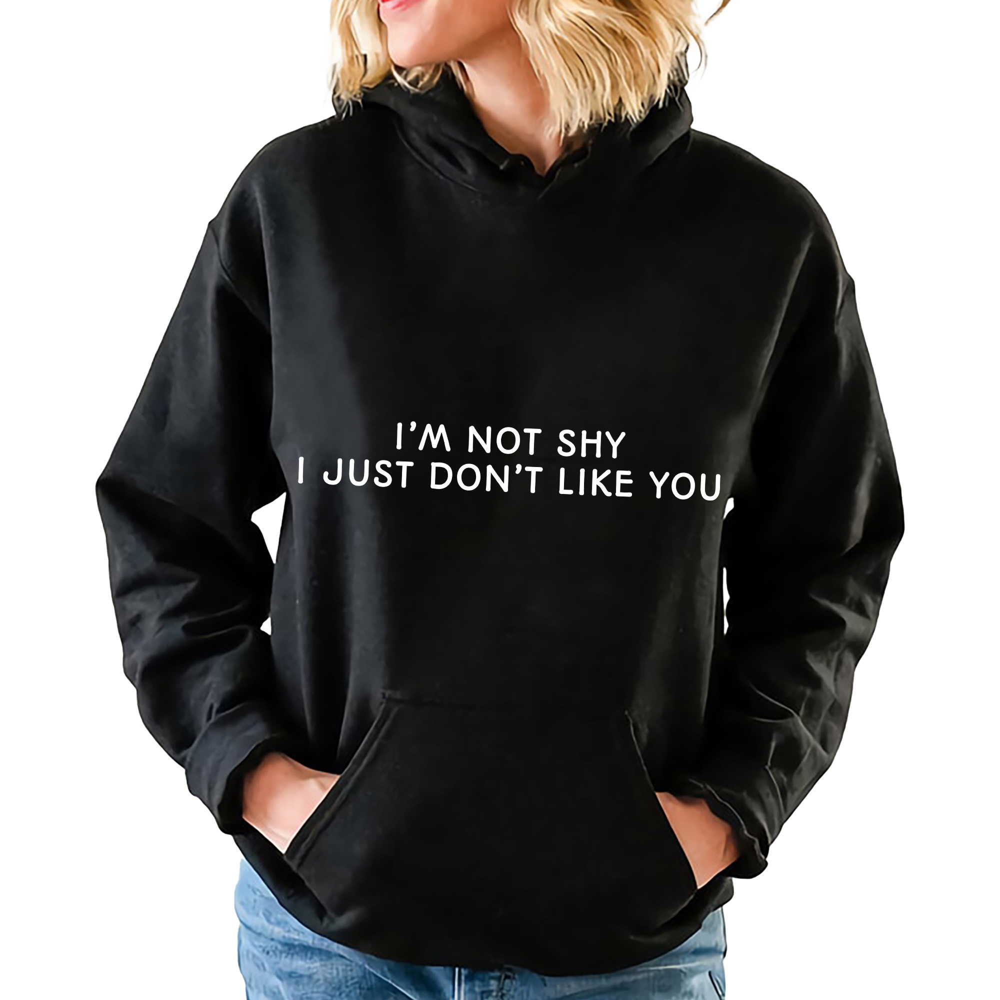 mikina s kapucí Černá Zábavný gadget Dárek I Don't Like You L