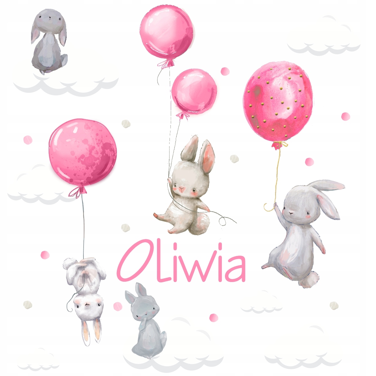 

Naklejki ścienne imię dziecka króliki 210x100