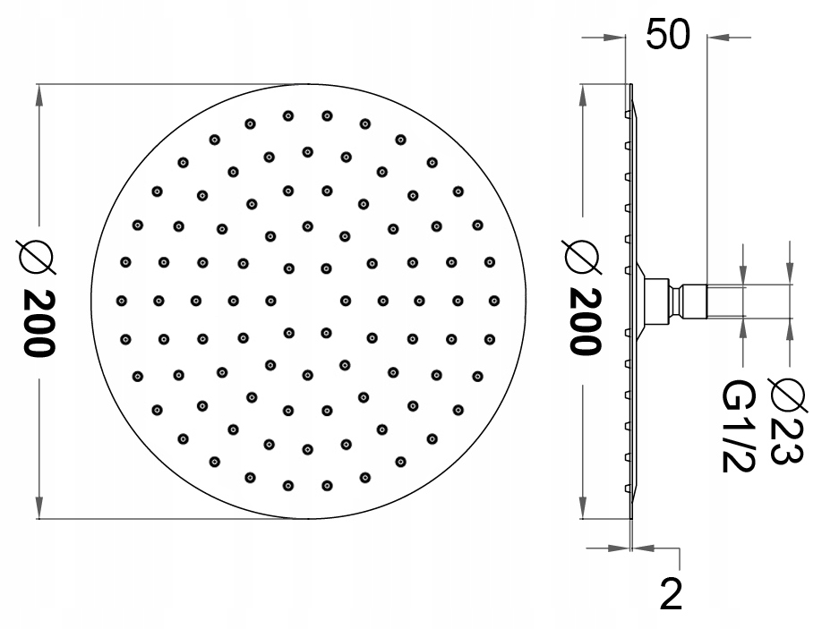 DESZCZOWNICA PRYSZNICOWA STALOWA CIENKA okrągła 20cm CHROM slim natryskowa Stan opakowania oryginalne