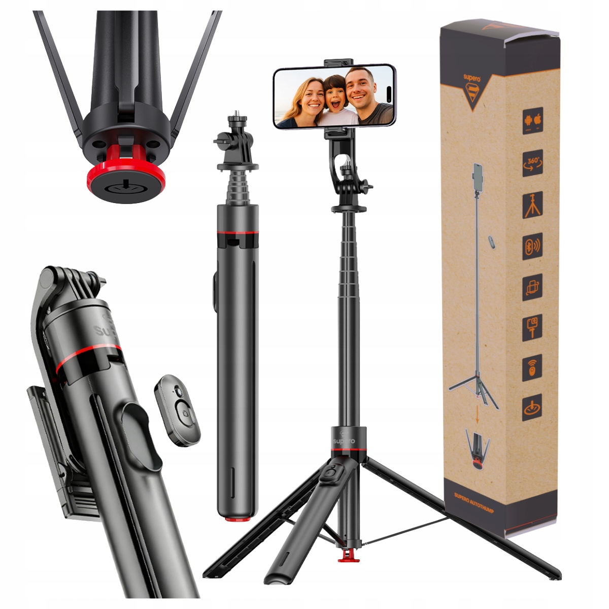 Kijek Do Selfie Stick Statyw Na Telefon Bluetooth Wysoki Tripod Długi Uchwy