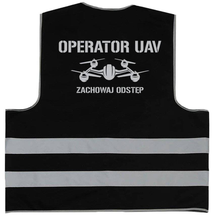 

Dron czarna kamizelka odblaskowa operatora Uav