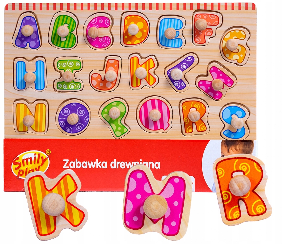 

Drewniane Puzzle Z Uchwytami Szpilkami Literki