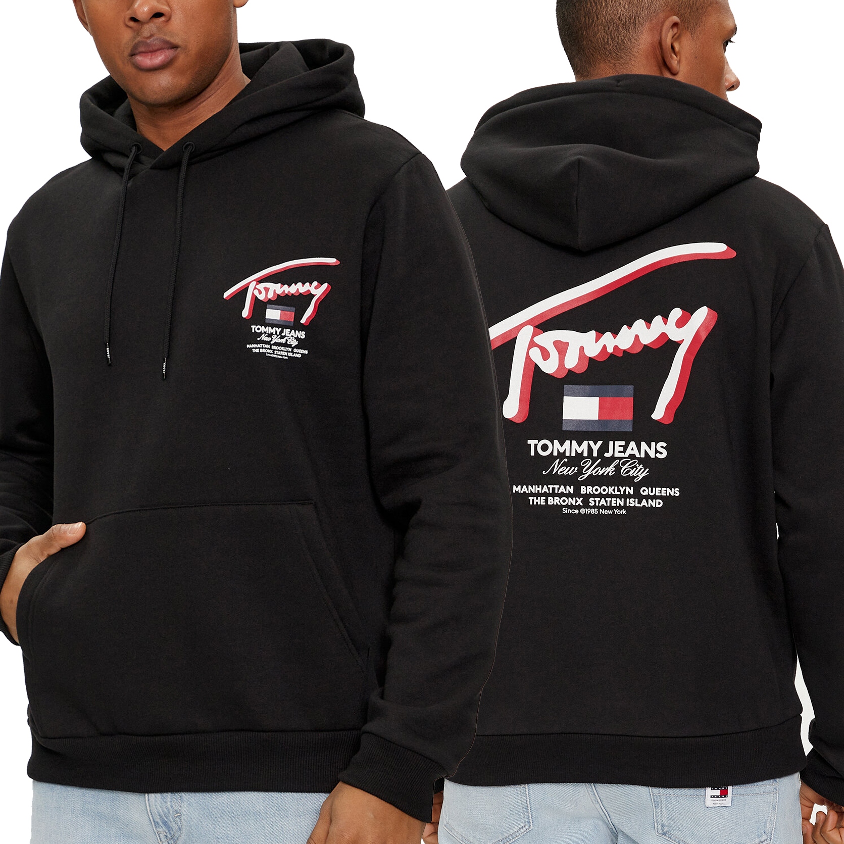 Tommy Jeans pánská mikina černá klokanka s kapucí DM0DM18647-BDS L