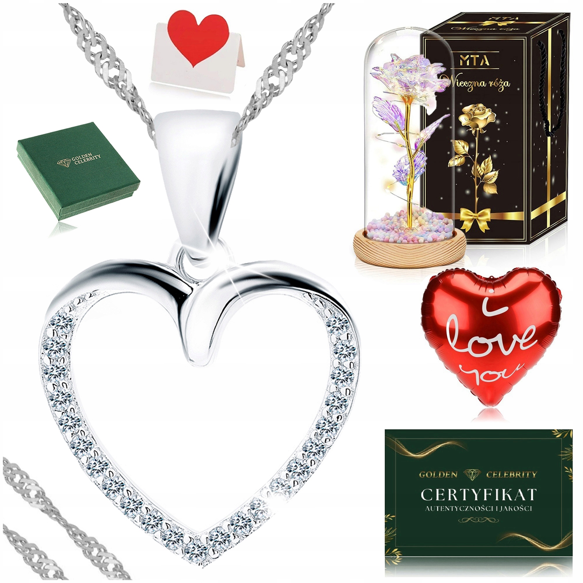 Stříbrný Řetízek Se Srdcem Náhrdelník Srdíčko 925 Věčná Růže