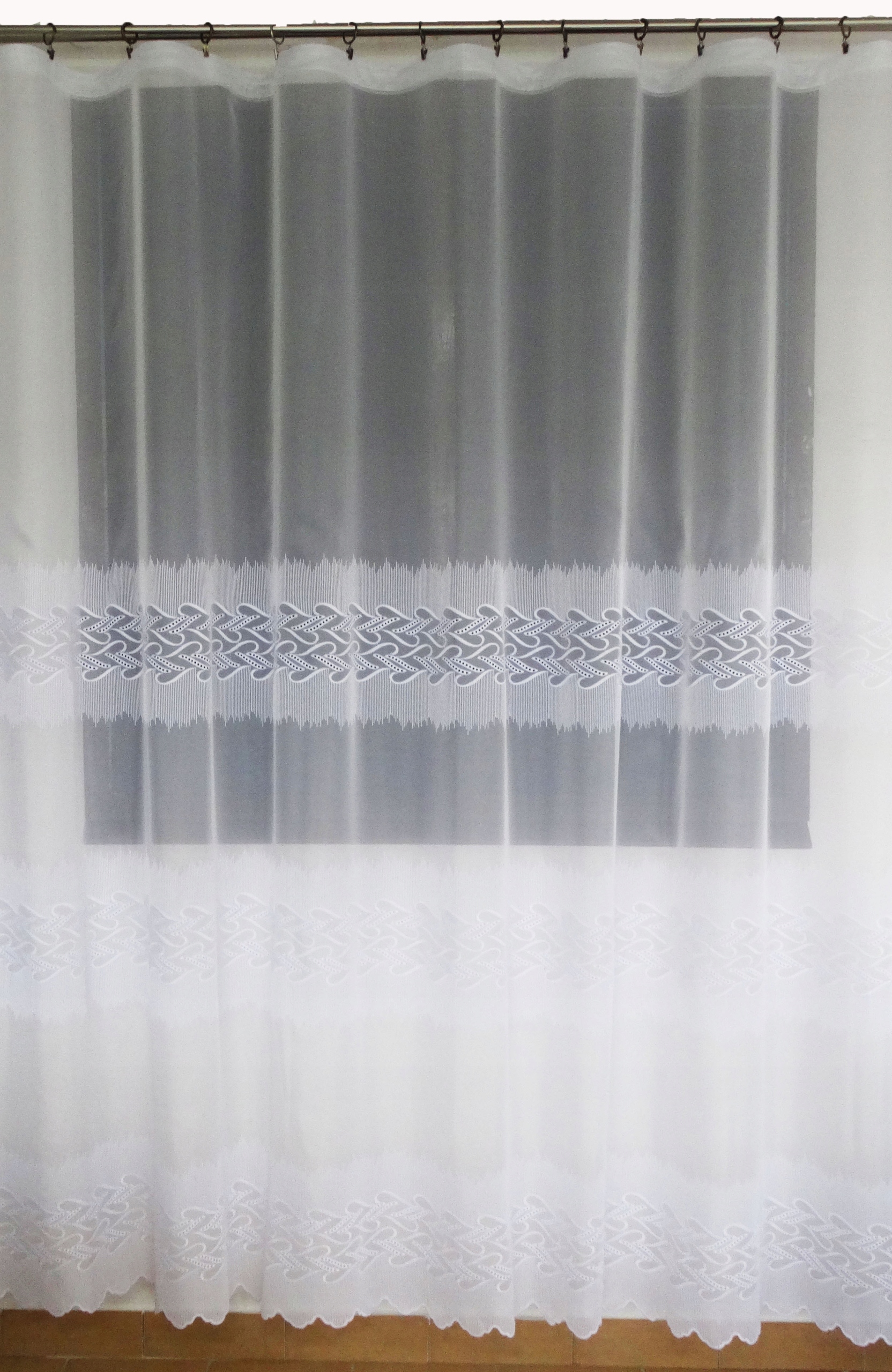 Mg Kis Záclona Voál Výšivka bílá 300x240 s páskou pol