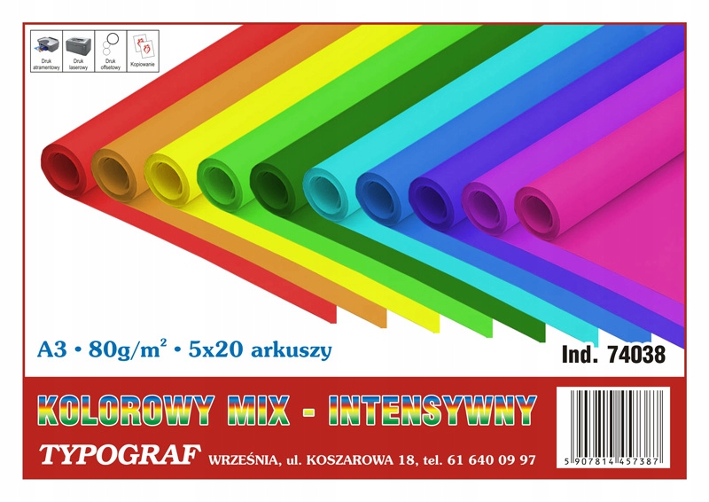 

Papier kolor MIX Typograf A3 80g intens a-100