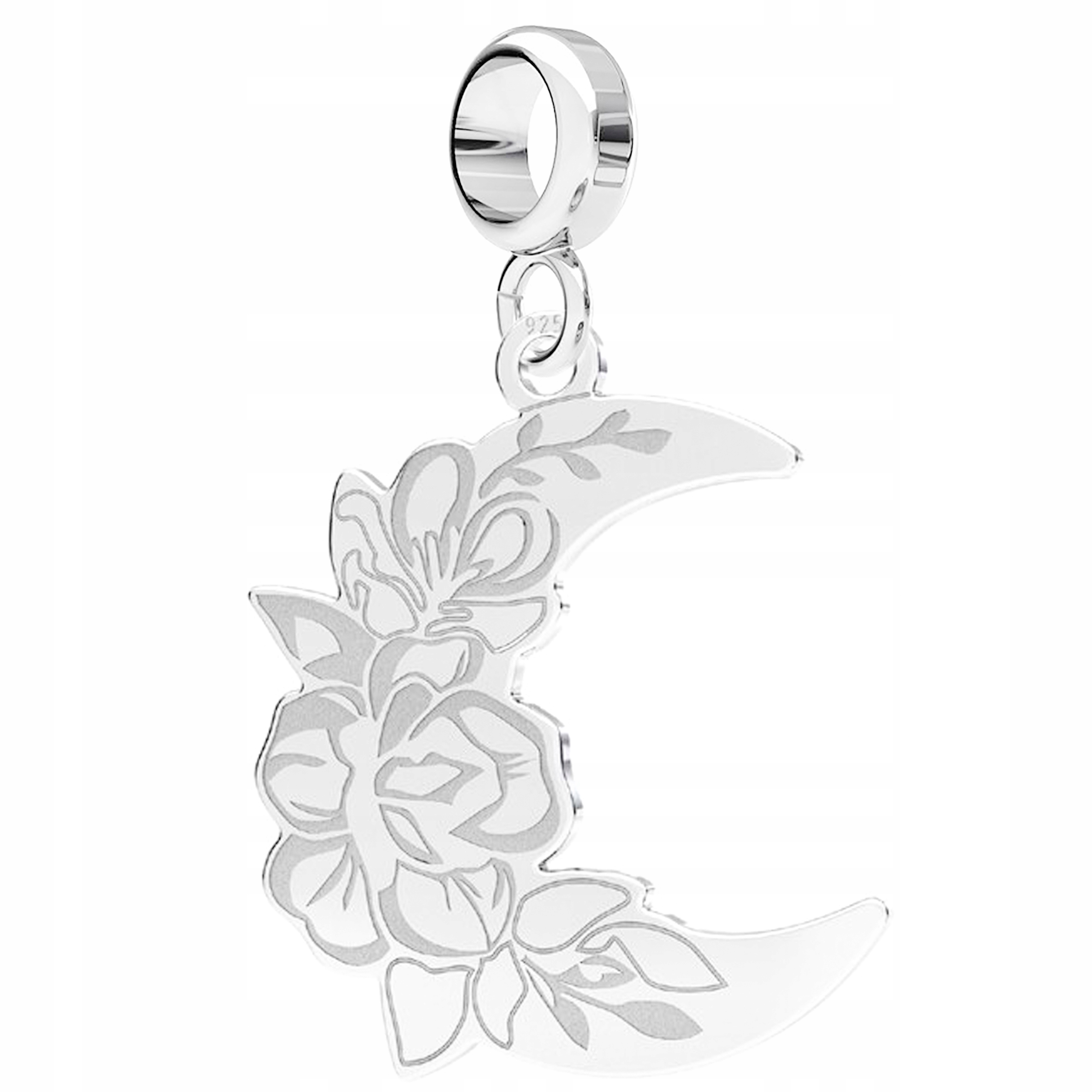 Šperky Stříbrný Růžový Měsíc Půlměsíc Květiny Růže Měsíc Stříbro 925