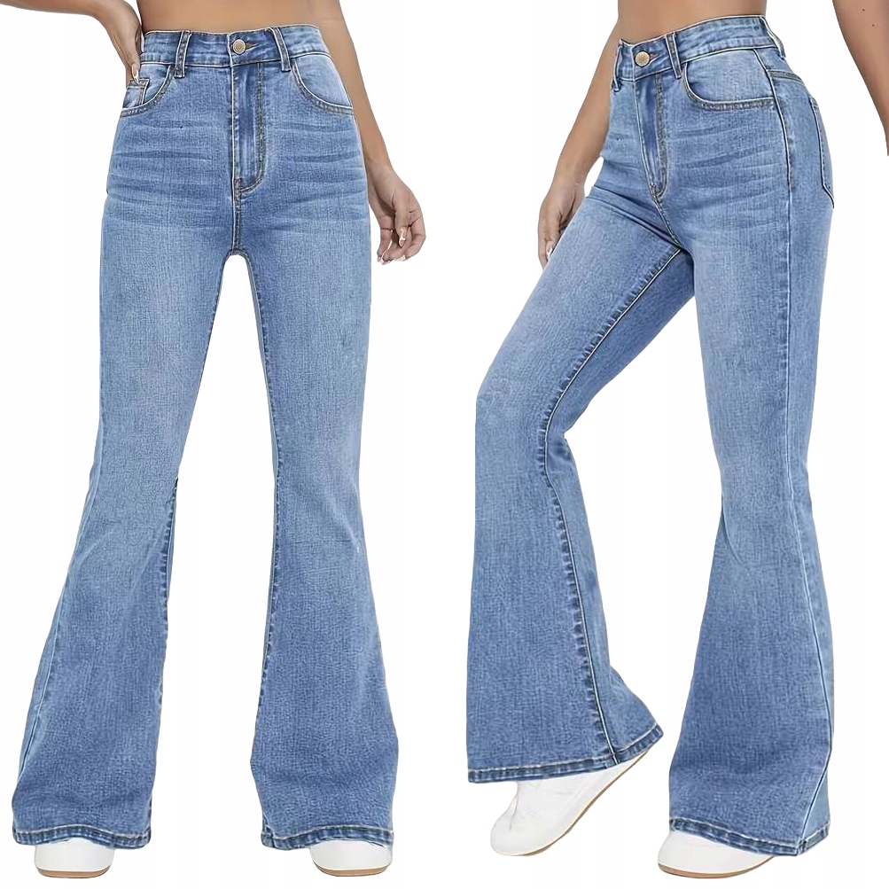 Szwedy z szerokimi nogawkami dżinsy jeansy damskie dzwony Flare