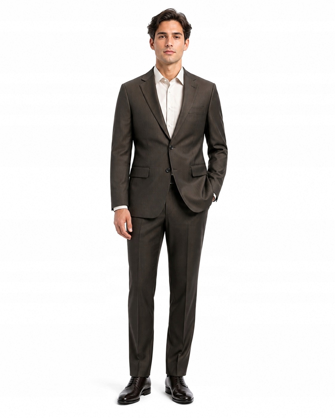 Pánský Elegantní Hnědý Oblek Velikost 48/176