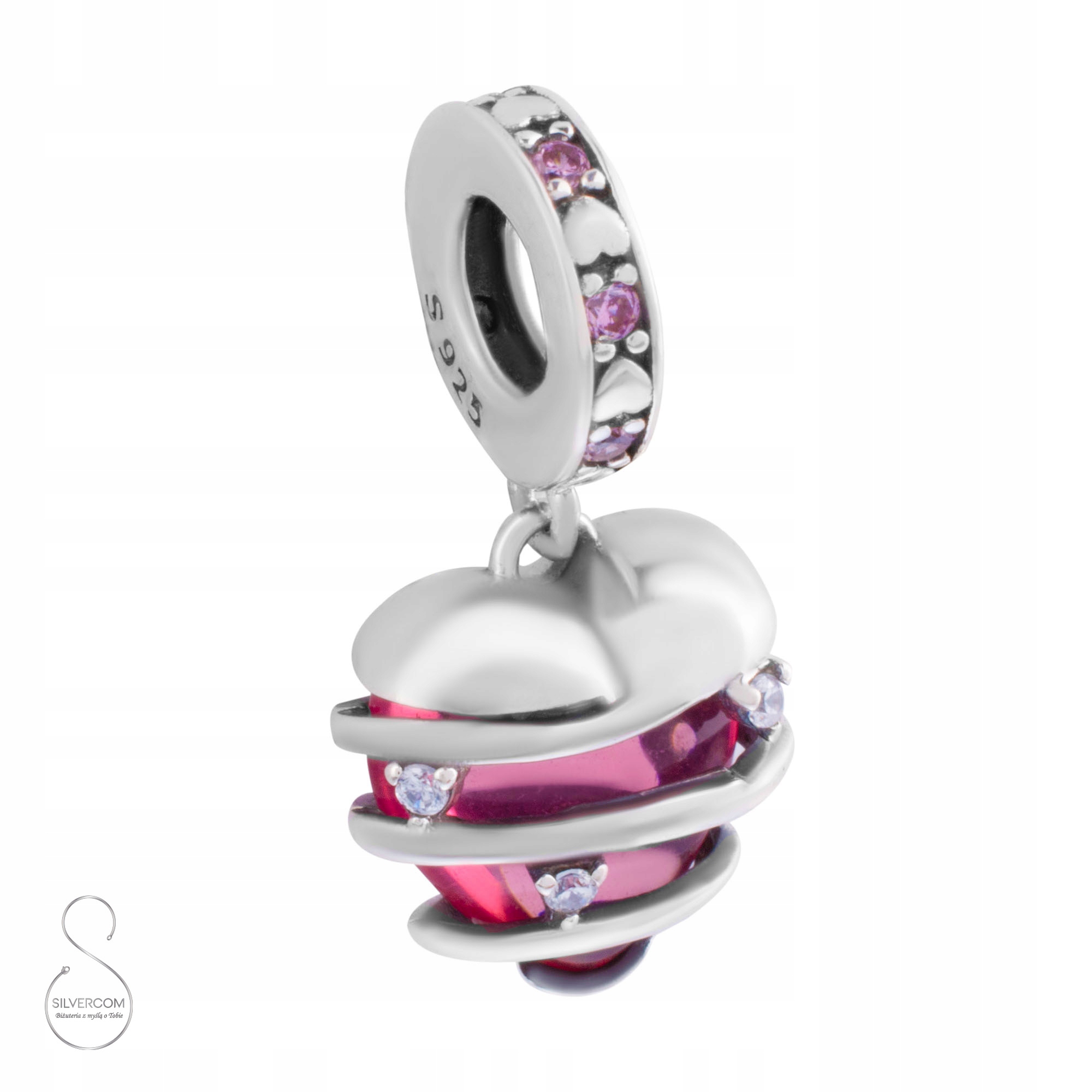 Charms Stříbrný Ag 925 Srdce Zirkony Přívěsek Na Dárek Pro Dívku