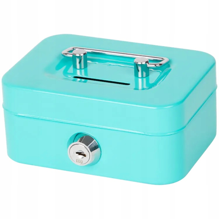 

Kasetka mini sejf skarbonka na pieniądze turkus