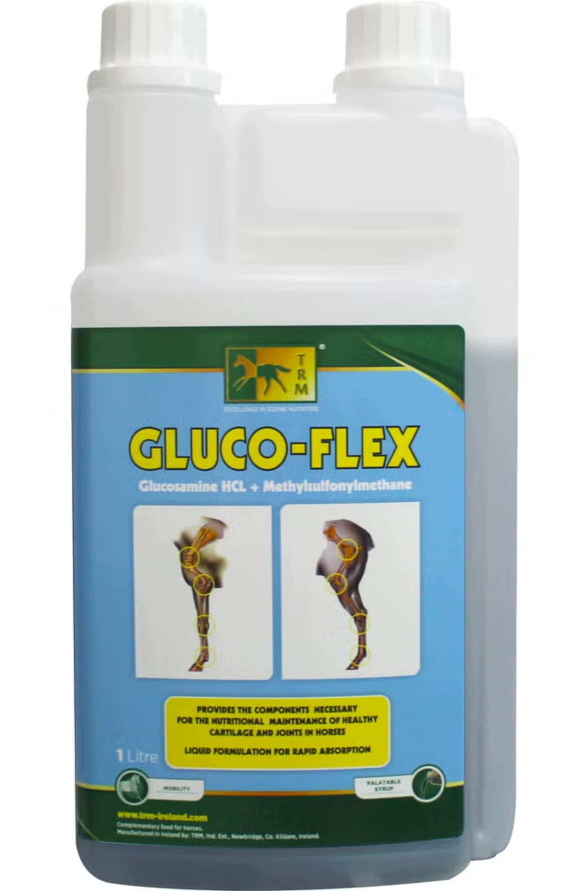 Trm Gluco-flex glukozamina Msm płyn zdrowe stawy i chrząstki dla koni 1L