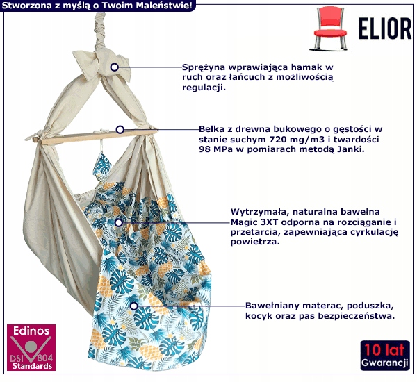 HUŚTAWKA DLA NIEMOWLAKA HAMAK === BUJAK DLA DZIECI Kod producenta 885520
