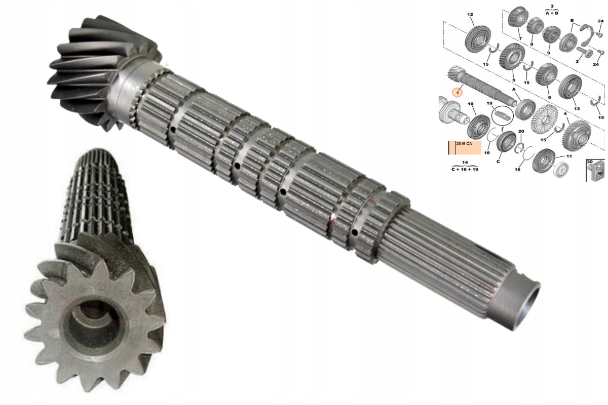 FT62405 - Вал коробки атакующий 15X74 FCA PSA 2.0 2.2 2.3 D