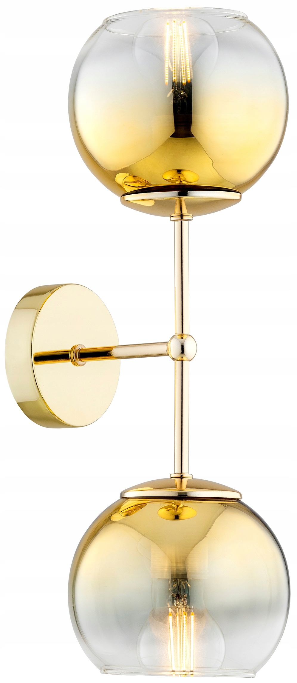 Lampa Ścienna Kinkiet Podwójny Złoty Żyrandol Kule Astra Led E27