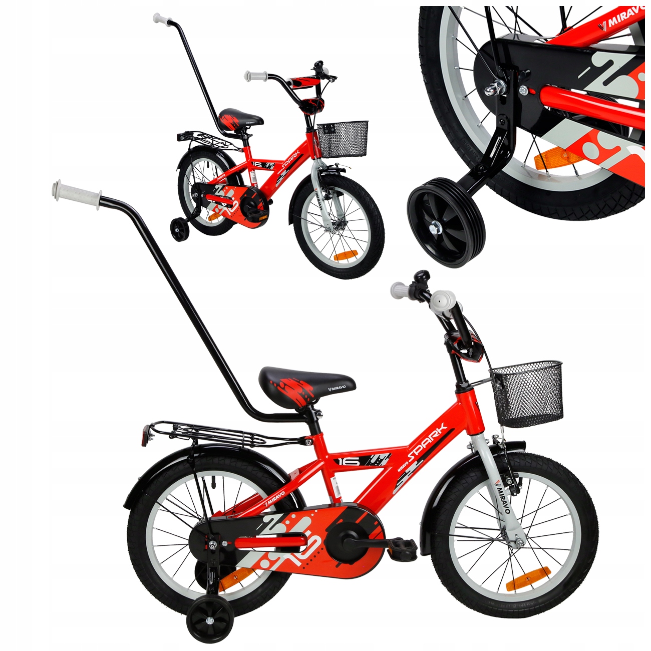 Rowerek Dziecięcy 16 Cali Rower Koszykiem Prowadnik