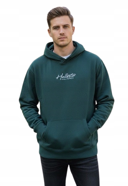 mikina s kapucí Abercrombie Hollister L klokanka zelená