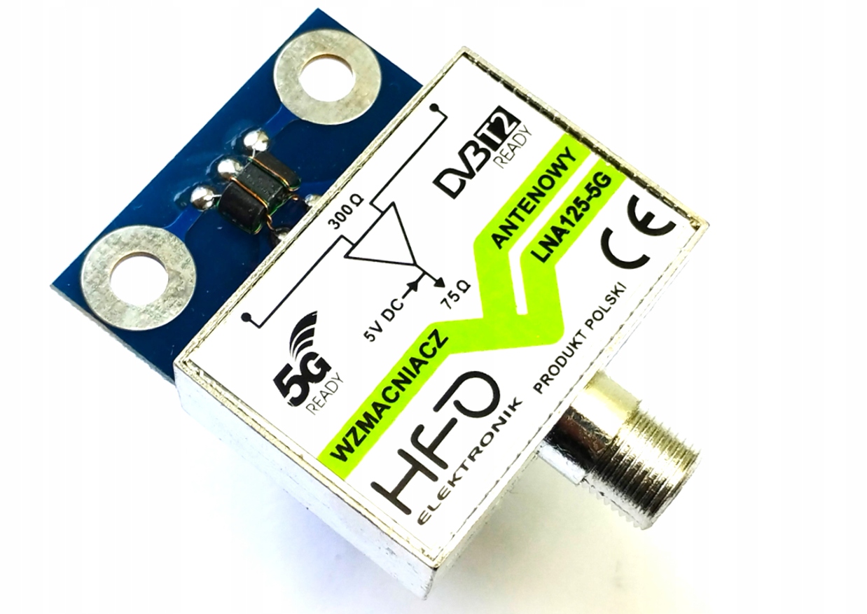 [1szt]Wzm Ant zasilany bezp. z dekodera 5V +20dB LNA125-5G bez zakłóceń Lte