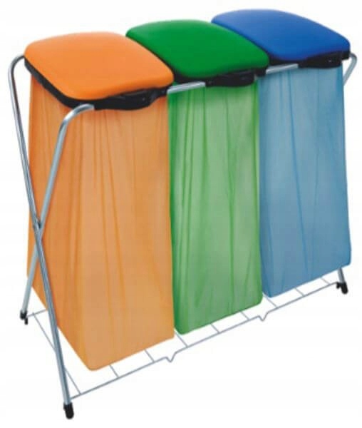 Levně Stojan Na Pytle Na Třídění Odpadů Sorotování Odpadků X3 Klapky 120L Barvy