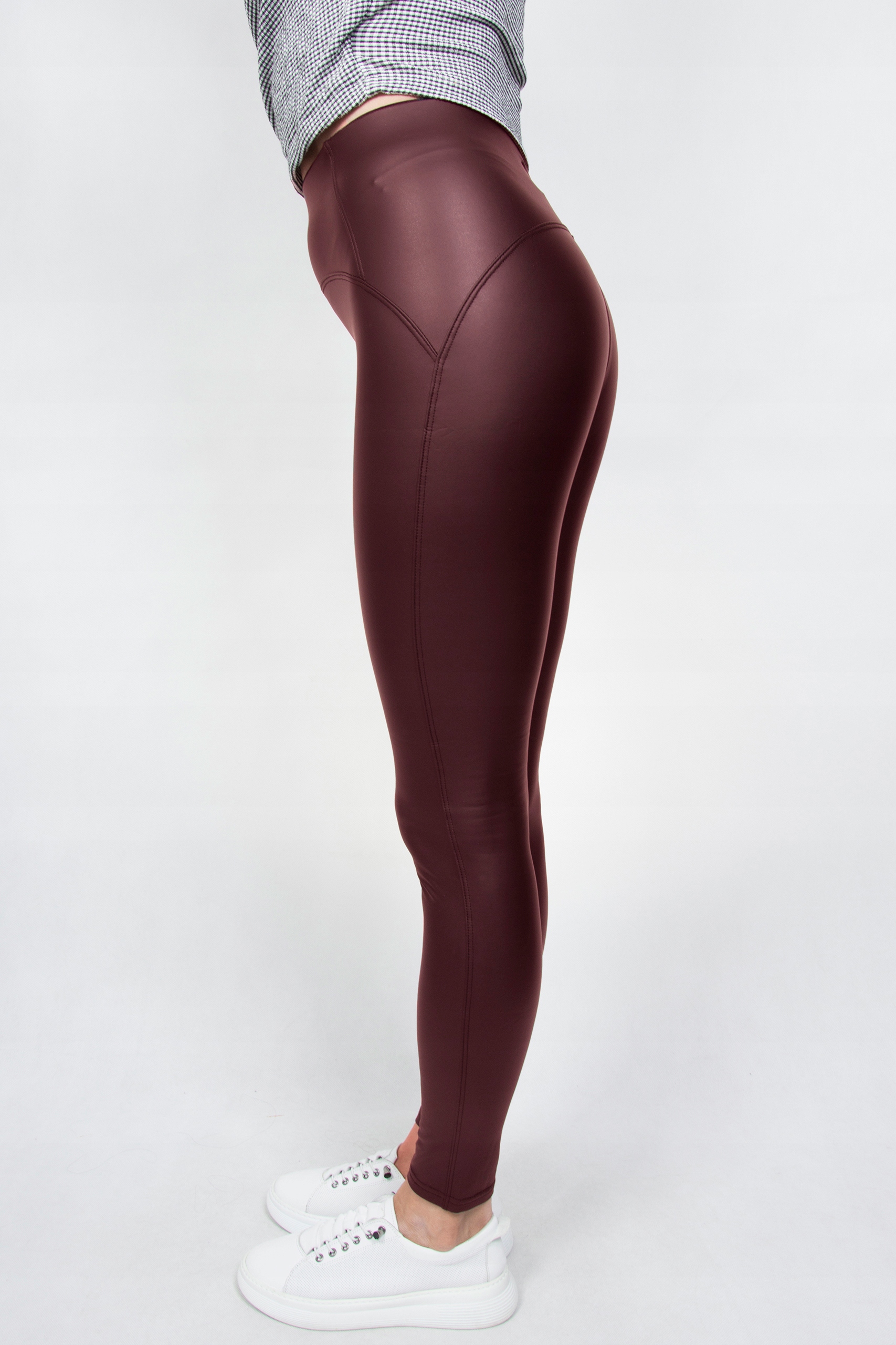 MODELUJĄCE LEGGINSY SKÓRA WYSOKI STAN BURGUND MATOWE r.46/48 Stan (wysokość w pasie) wysoki