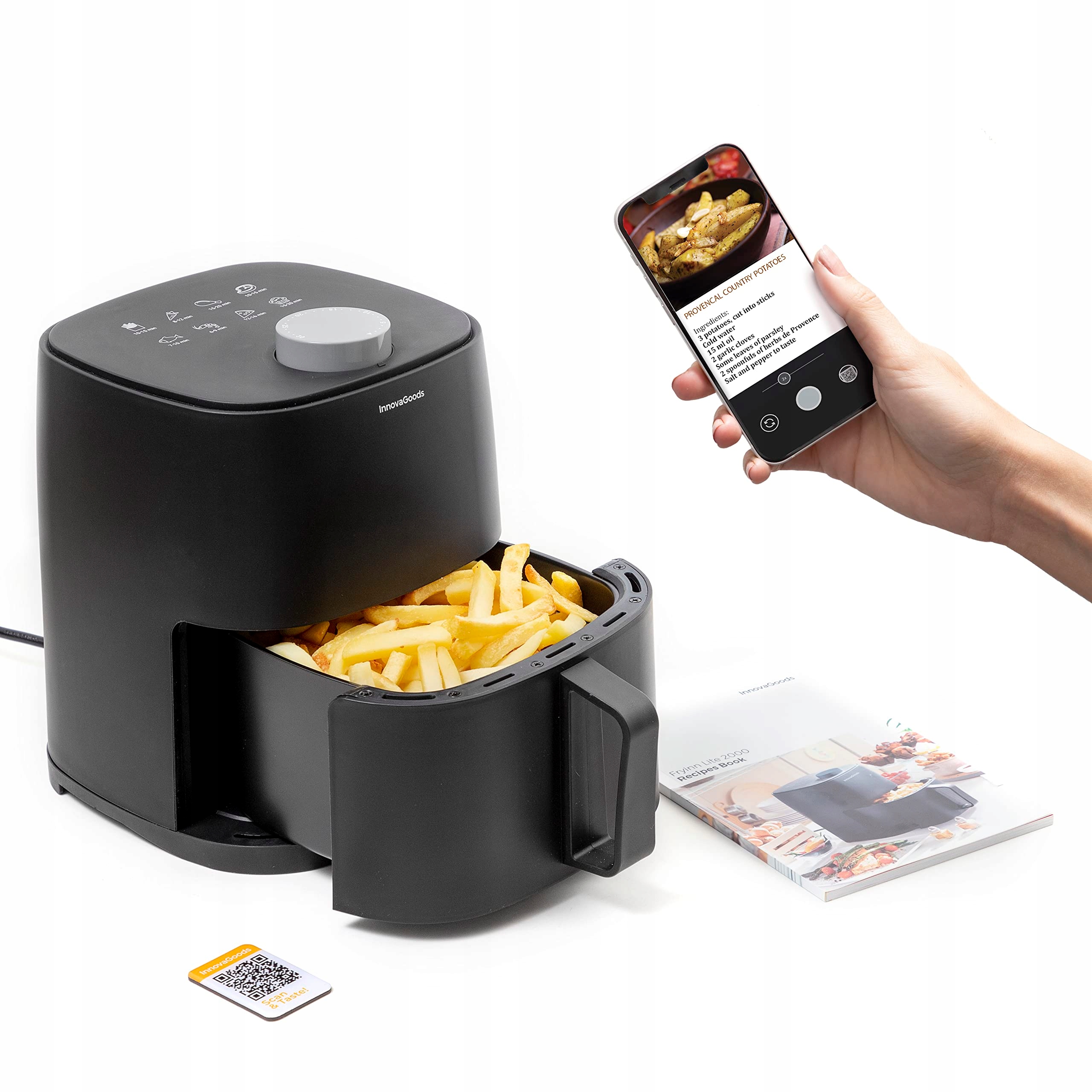INNOVAGOODS Frytownica Beztłuszczowa 1200W 2L Czarne Tworzywo Sztuczne — miniatura 9