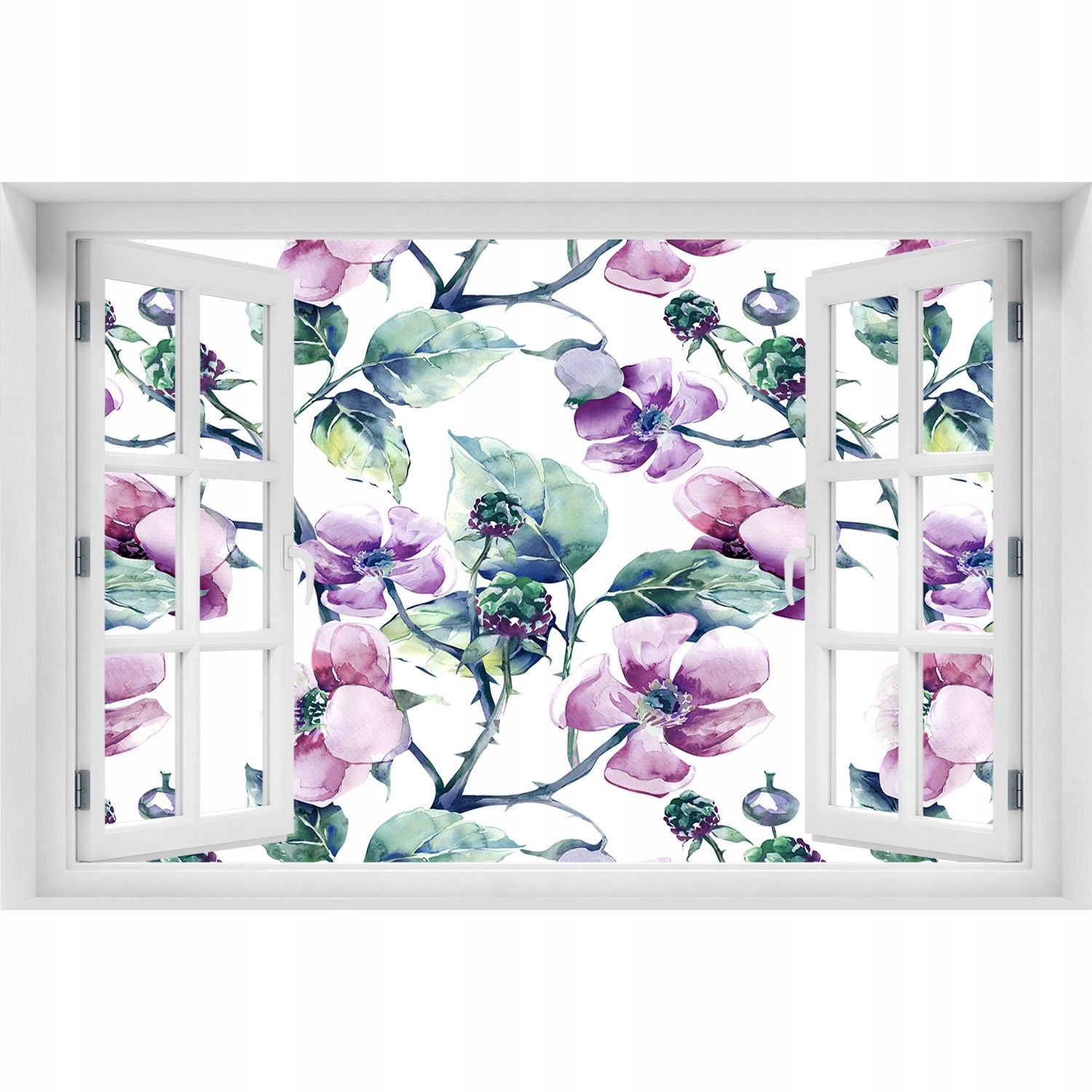 

3D Okno Naklejka na ścianę Kwiaty jeżyny 90x60